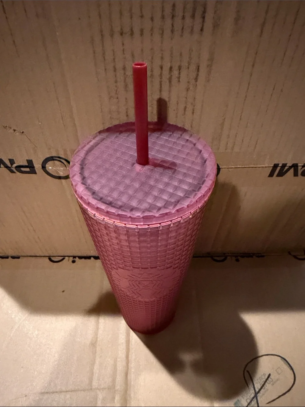 Starbucks Textured Pink Tall Tumbler with Straw